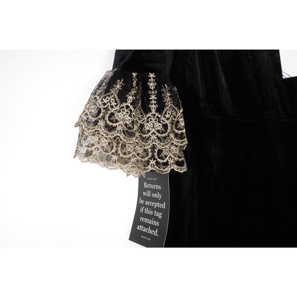 New Tuckernuck Pomander Place Velvet Gold Lace Lillith Midi Dress Small 1952-W - Picture 7 of 13